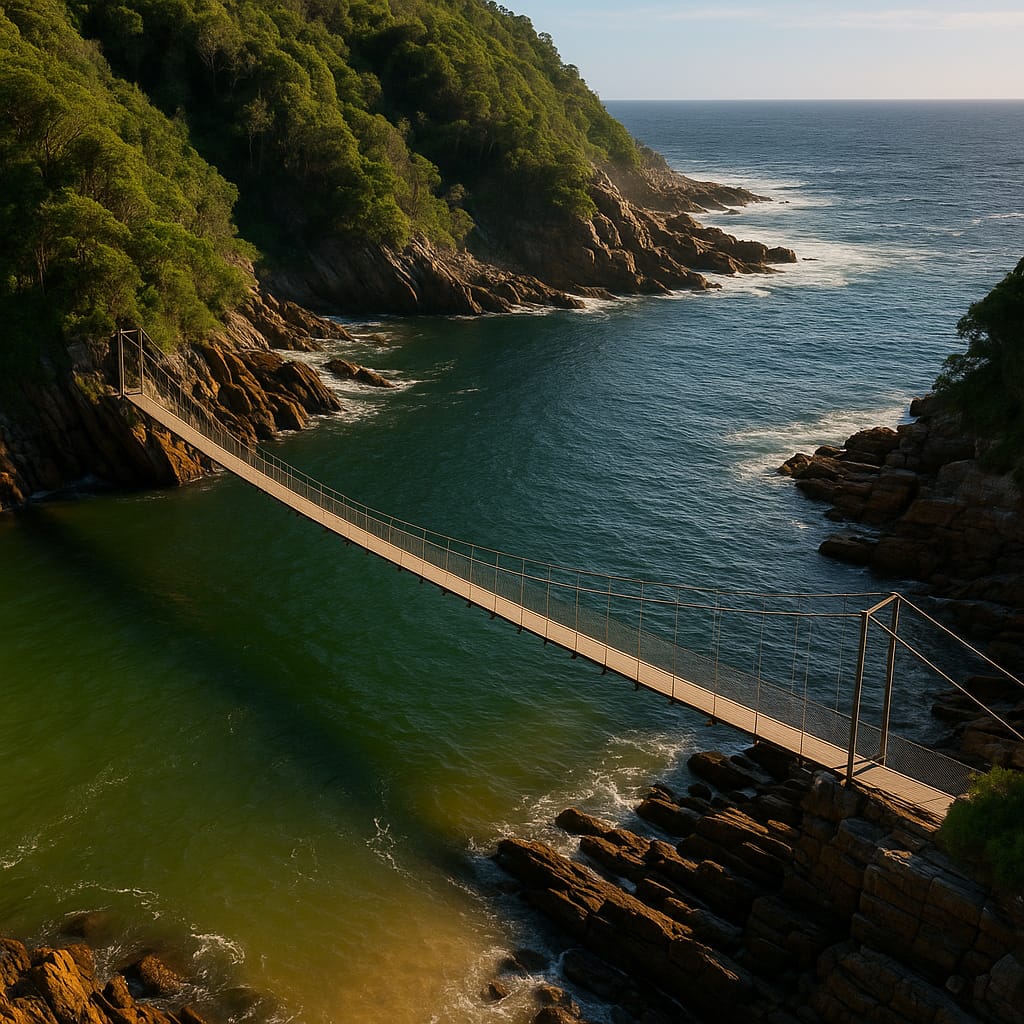 Suspension bridge over the Storms River mouth in Tsitsikamma National Park